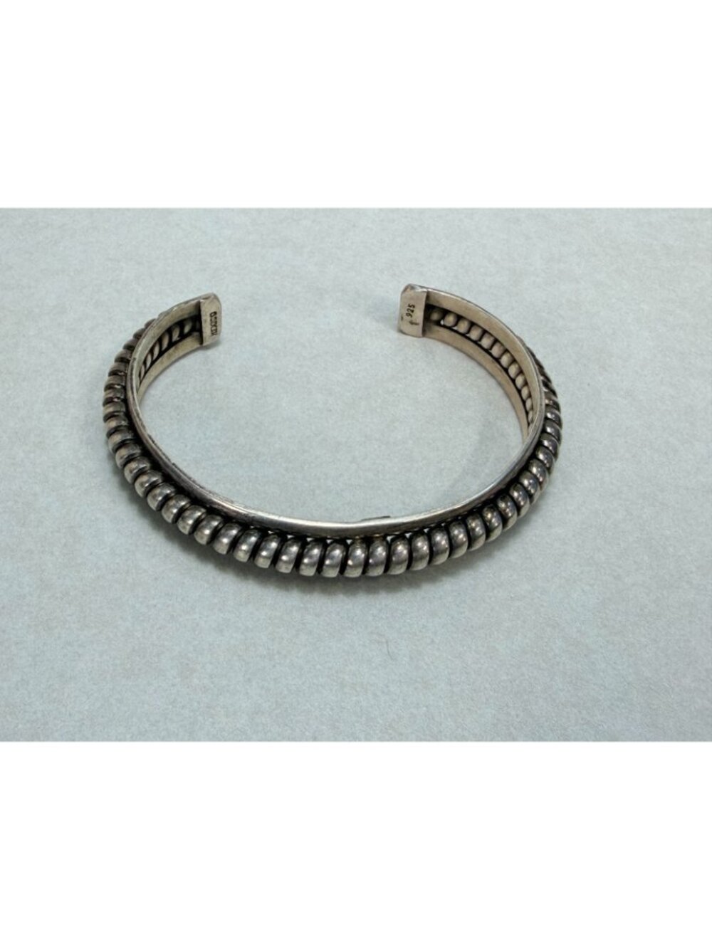 Vintage MWS Mexico 925 Sterling Silver Ribbed Cuff Bracelet Mark Wasserman - Picture 10 of 11